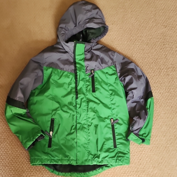 Lands' End Olive and Charcoal Fleece Jacket - Picture 3 of 8